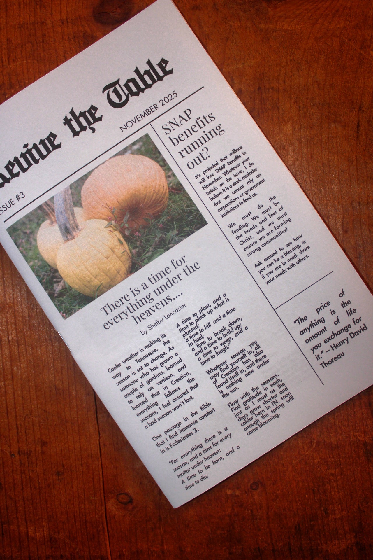 Revive the Table Journal!